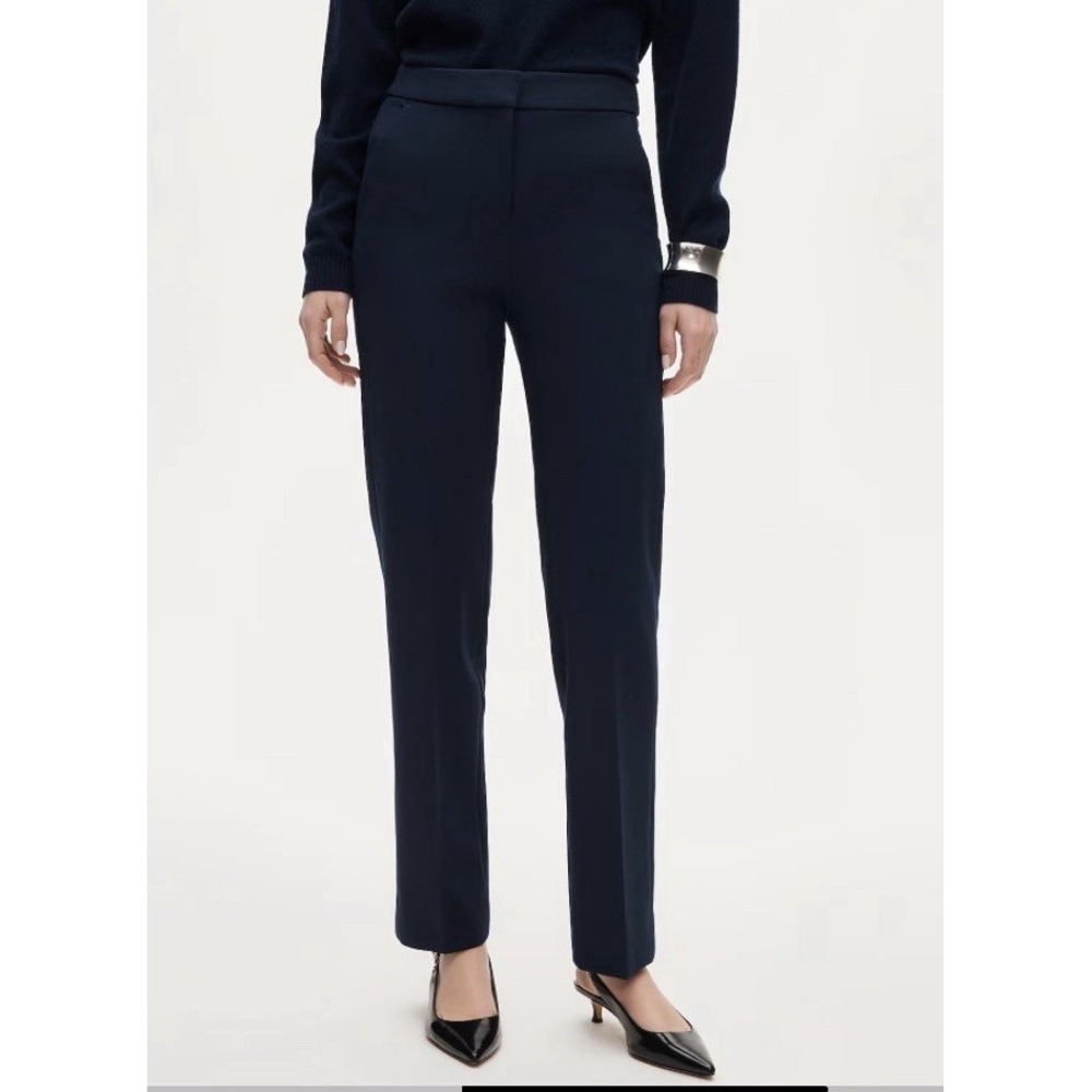 J.Crew Kate Straight Leg Pants Women 4P Navy Blue Stretch Trouser Petite Classic